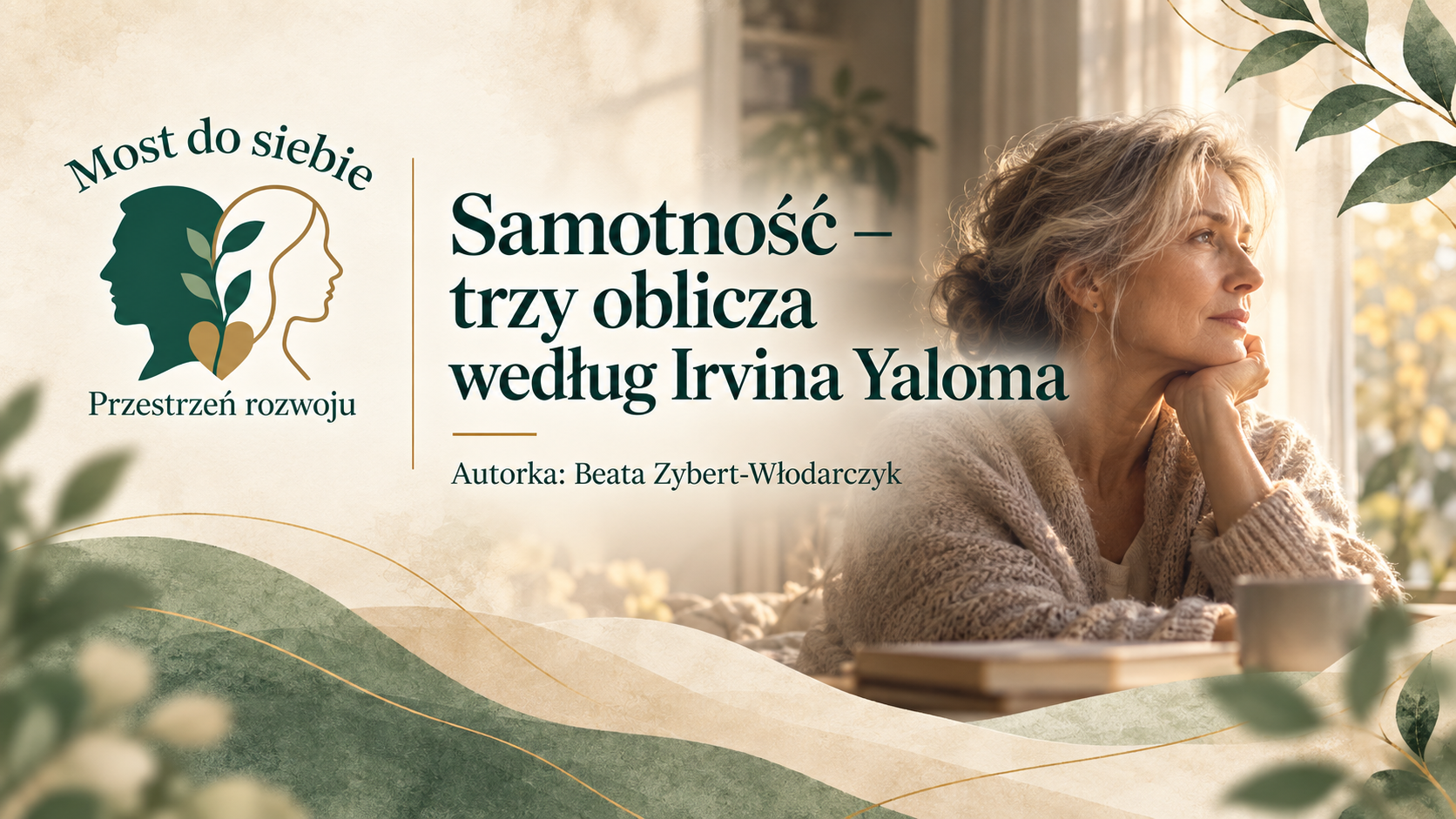 Samotność – starsza kobieta patrząca przez okno. Grafika do artykułu o samotności według Irvina Yaloma.